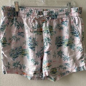 Tommy Bahama Linen Size L Drawstring Shorts‎ Beach Vacation Cruise Palm Trees